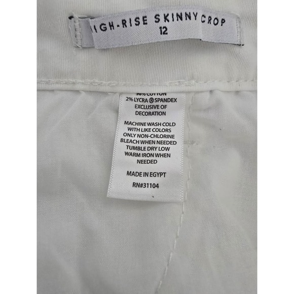 Crown And Ivy High Rise Skinny Cropped White Jeans Size 12 NWT - Picture 5 of 5